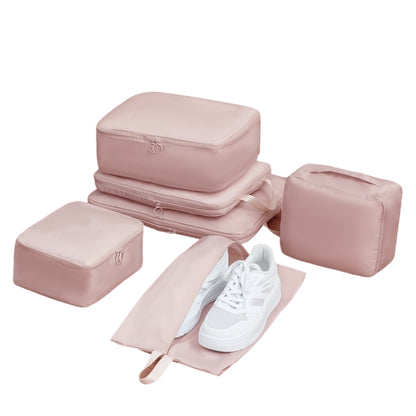6-Piece Pink Memory Fabric Travel Compression Packing Cubes Set - Waterproof, Anti-Wrinkle Luggage Organizer V888-ELOSUNG39260