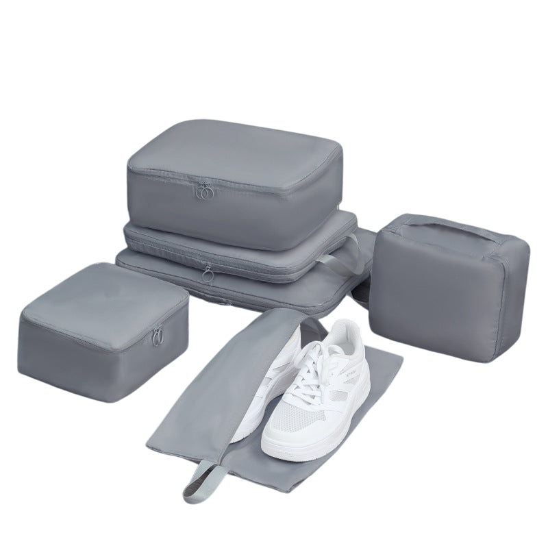 6-Piece Grey Memory Fabric Travel Compression Packing Cubes Set - Waterproof, Anti-Wrinkle Luggage Organizer V888-ELOSUNG39261