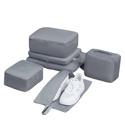 6-Piece Grey Memory Fabric Travel Compression Packing Cubes Set - Waterproof, Anti-Wrinkle Luggage Organizer V888-ELOSUNG39261