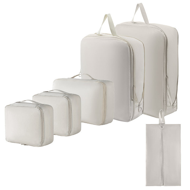 6-Piece Grey Memory Fabric Travel Compression Packing Cubes Set - Waterproof, Anti-Wrinkle Luggage Organizer V888-ELOSUNG39261