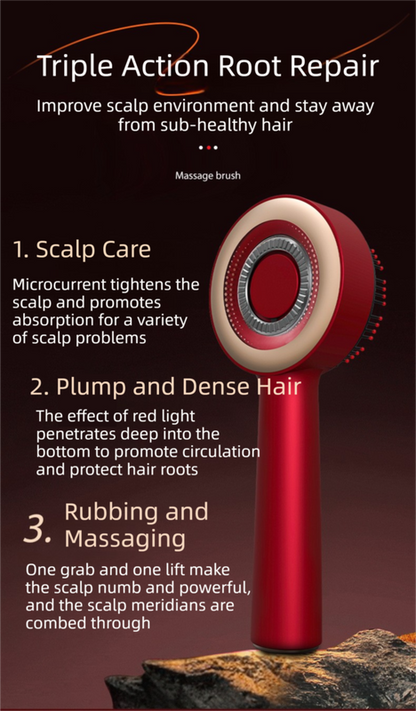 Red Luxury Red-Light Therapy Electric Scalp Massager Comb with Liquid Applicator - 3 Modes Vibration for Hair V888-ELOSUNG39272