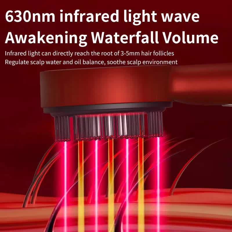 Dark Gray Luxury Red-Light Therapy Electric Scalp Massager Comb with Liquid Applicator - 3 Modes Vibration V888-ELOSUNG39273