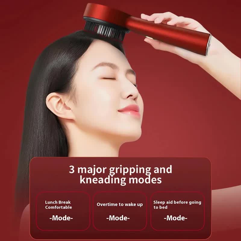 Dark Gray Luxury Red-Light Therapy Electric Scalp Massager Comb with Liquid Applicator - 3 Modes Vibration V888-ELOSUNG39273