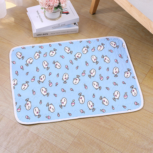 2-Pack Blue Fish Pet Summer Cooling Latex Pad (L Size: 60*45cm) - Breathable Ice Silk & Latex-Filled Dog Bed V888-ELOSUNG39287
