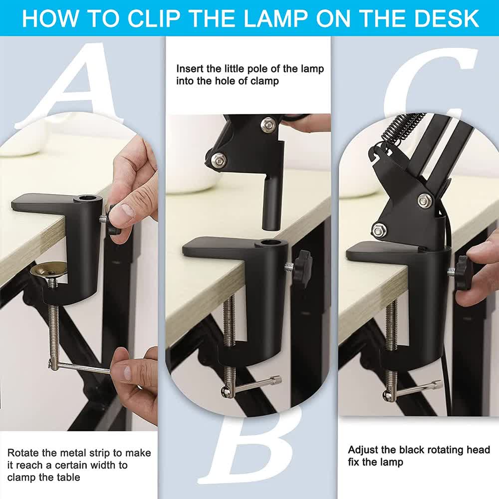 2-in-1 White LED Magnifier Desk Lamp With Base and Clip - Hands-Free, Dimmable 3-Color Light for Crafts & V888-ELOSUNG393012