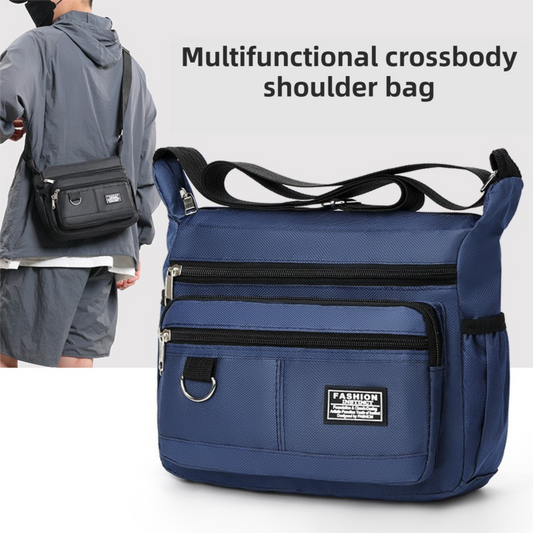 Black Men's Waterproof Oxford Cloth Crossbody Bag - Durable Anti-Theft Shoulder Backpack for Business, Travel V888-ELOSUNG39332