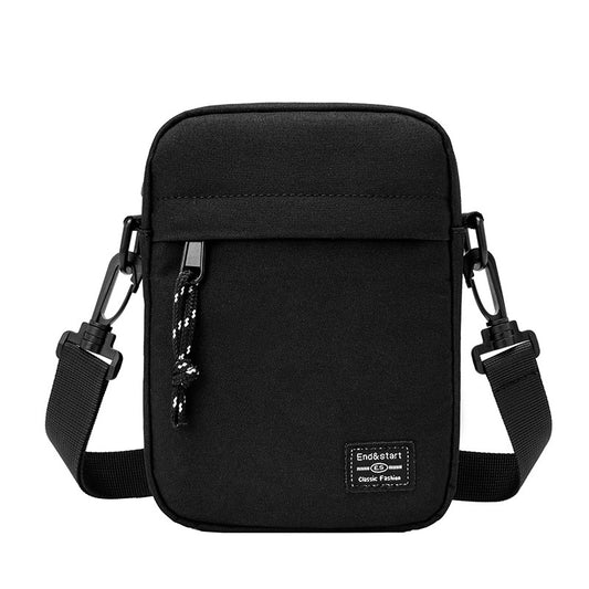 Black Mini Streetwear Oxford Cloth Crossbody Bag - Ultra-Light (200g) Fashion Sling Pack, Fits 8-inch Tablet V888-ELOSUNG39334