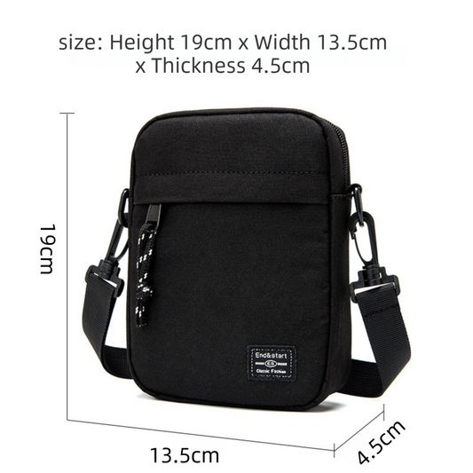 Black Mini Streetwear Oxford Cloth Crossbody Bag - Ultra-Light (200g) Fashion Sling Pack, Fits 8-inch Tablet V888-ELOSUNG39334