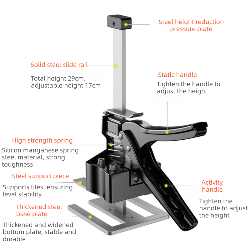 Two-Piece Professional Metal Tile Lifter (21cm Adjustable) - Dual-Rod Precision Height Regulator for Floor V888-ELOSUNG393670
