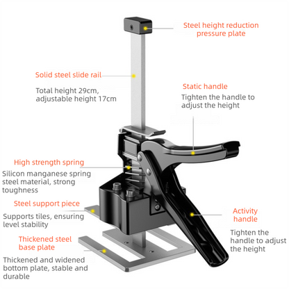 Two-Piece Professional Metal Tile Lifter (21cm Adjustable) - Dual-Rod Precision Height Regulator for Floor V888-ELOSUNG393670