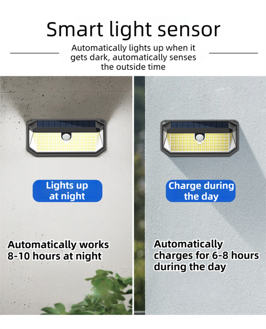 2-Pack Solar Motion Sensor Wall Light(178-Bead LED) - 3 Lighting Modes, IP64 Waterproof, Three-Sided V888-ELOSUNG393678