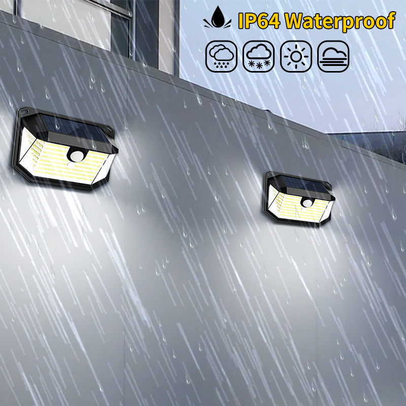 2-Pack Solar Motion Sensor Wall Light(178-Bead LED) - 3 Lighting Modes, IP64 Waterproof, Three-Sided V888-ELOSUNG393678