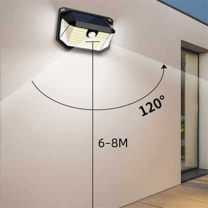 2-Pack Solar Motion Sensor Wall Light(388-Bead LED) - 3 Lighting Modes, IP64 Waterproof, Three-Sided V888-ELOSUNG393680