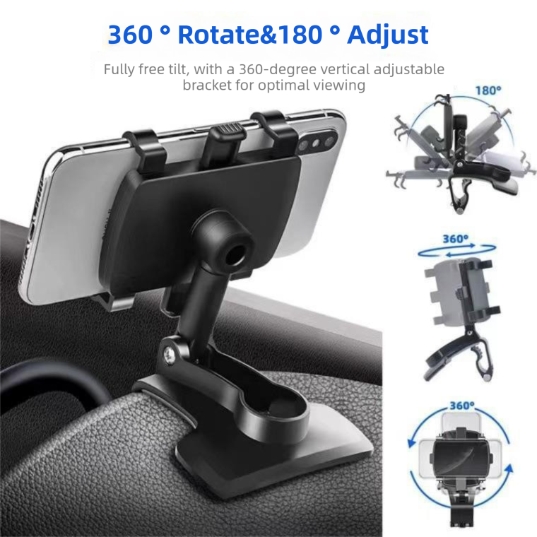 2-Pack Multi-Function 360 degrees ABS Rotating Car Phone Holder - Universal Clip Mount for Dashboard, V888-ELOSUNG393685