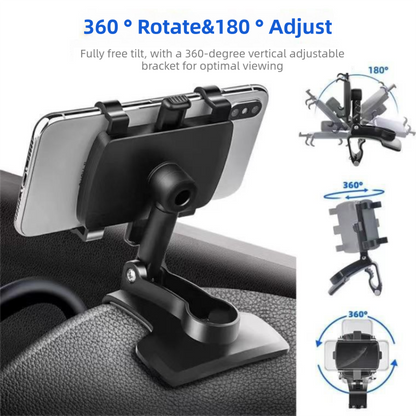 2-Pack Multi-Function 360 degrees ABS Rotating Car Phone Holder - Universal Clip Mount for Dashboard, V888-ELOSUNG393685