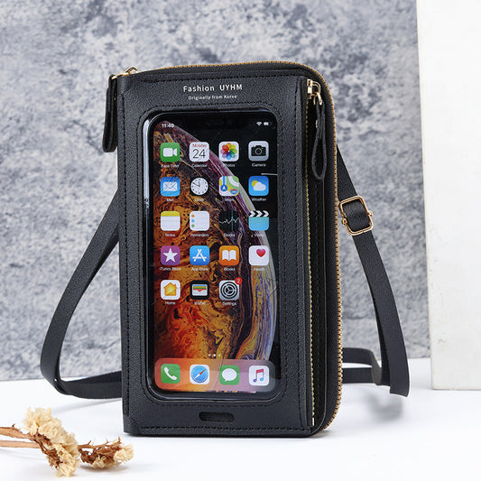 Two-Piece Black Set Anti-Theft Touch Screen Mini Crossbody Phone Bag for Women (20x11.5x4.5cm) - V888-ELOSUNG39369