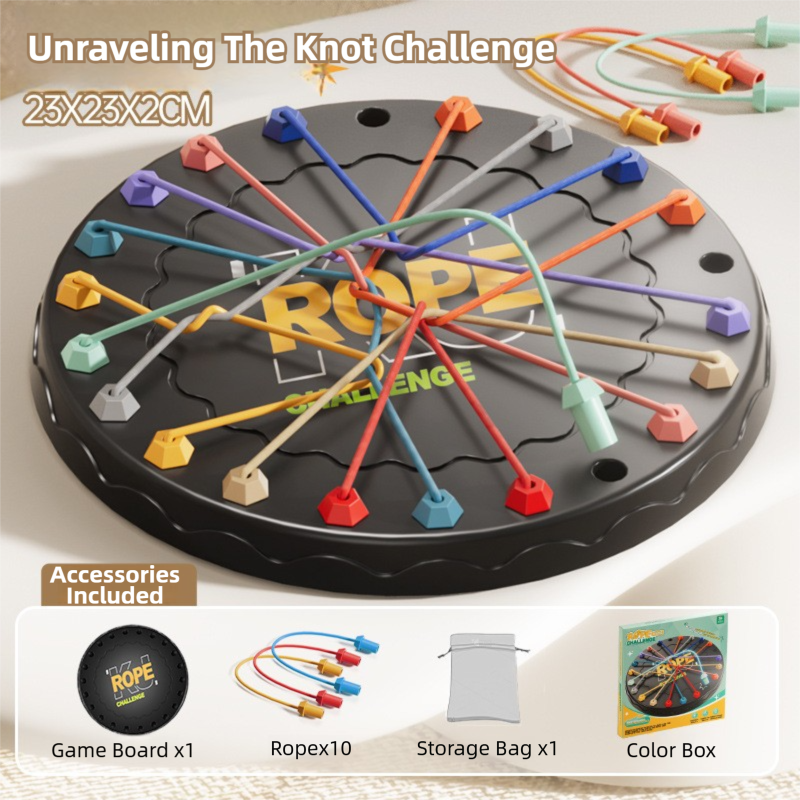 Rope Tangle Challenge Game (23x23CM) - Logic & Focus Educational Toy, Critical Thinking Puzzle for Kids & V888-ELOSUNG39390