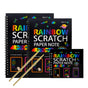 3-Pack DIY Rainbow Scratch Art Books Set - Neon Black Scratch Paper for Kids, Multi-Size (S, M, L) Creative V888-ELOSUNG39391