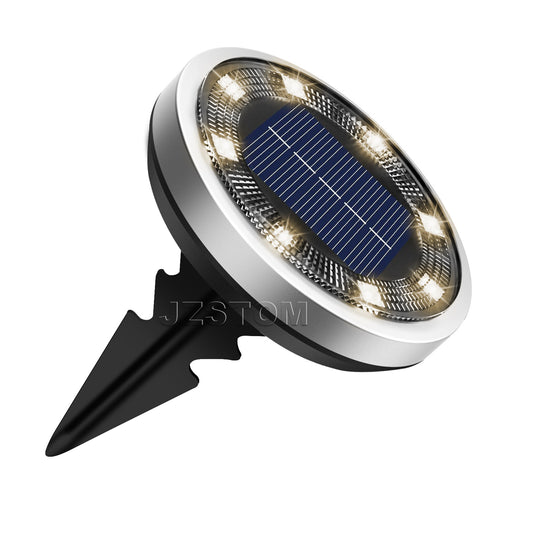 4-Pack New Solar LED In-Ground White Lights (Single 8.3x8.3x10 cm) - Stainless Steel & ABS Waterproof Outdoor V888-ELOSUNG39399