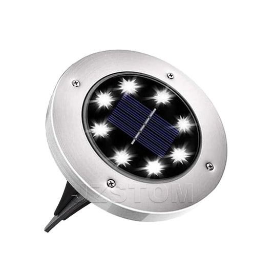 4-Pack Classic Large 8 LED Solar In-Ground White Light Set (12 x 12 x 13 cm) - Stainless Steel Waterproof V888-ELOSUNG39401