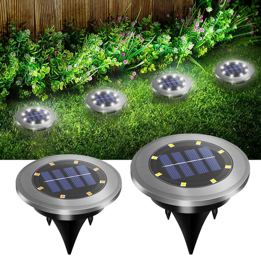 4-Pack Classic Large 8 LED Solar In-Ground White Light Set (12 x 12 x 13 cm) - Stainless Steel Waterproof V888-ELOSUNG39401