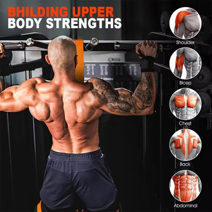 Orange (225lb)Heavy Duty Pull-Up Assist Strap System With Foam Handles - Adjustable Resistance Trainer for V888-ELOSUNG39403