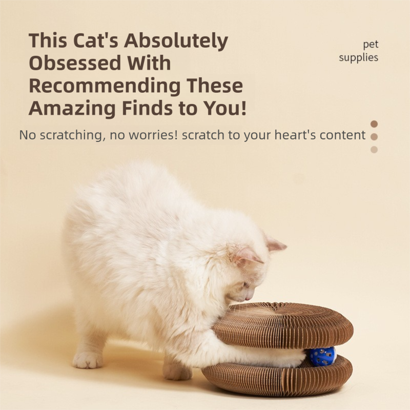 2-Pack Creative Accordion Cat Scratcher (Cat Head Design, 23x23x10CM) - Reversible Honeycomb Material Scratch V888-ELOSUNG39406