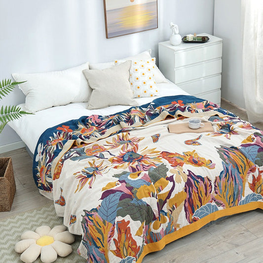 Pure Cotton Multi-Layer Gauze Blanket(Classic A, 240 cm x 240 cm) - Lightweight, Ultra-Breathable, and V888-ELOSUNG39426