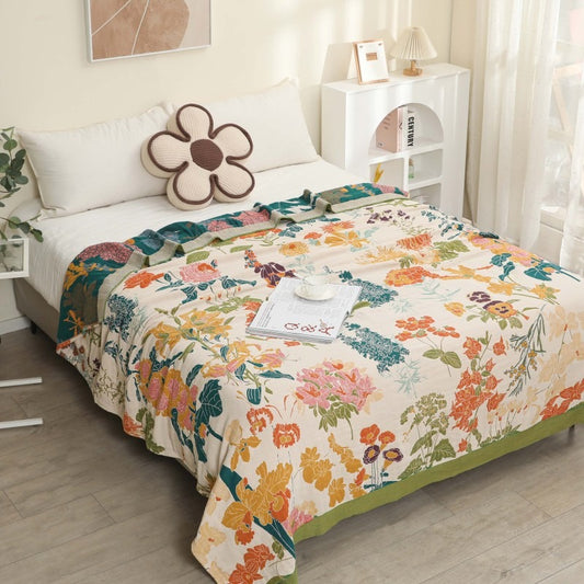 Pure Cotton Multi-Layer Gauze Blanket(Classic B, 240 cm x 240 cm) - Lightweight, Ultra-Breathable, and V888-ELOSUNG39429