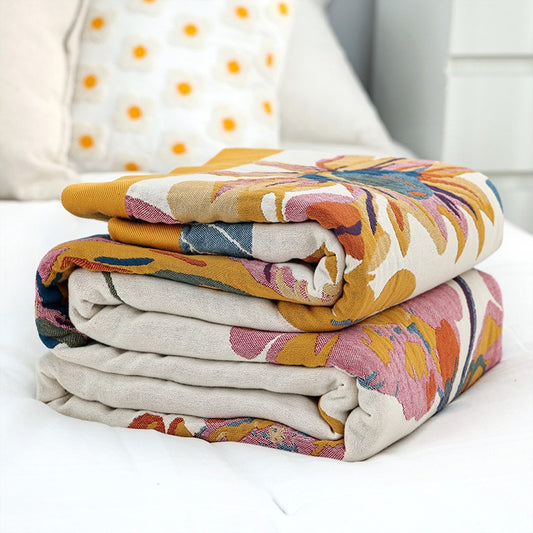Pure Cotton Multi-Layer Gauze Blanket(Classic B, 240 cm x 240 cm) - Lightweight, Ultra-Breathable, and V888-ELOSUNG39429