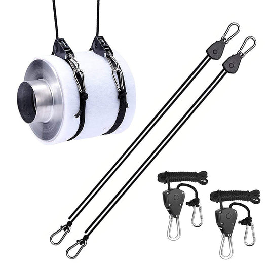 4-Pack 2M Heavy Duty Grow Light Hanger Rope Ratchet - All Black Adjustable Aluminum Pulley System - 50KG+ V888-ELOSUNG39439