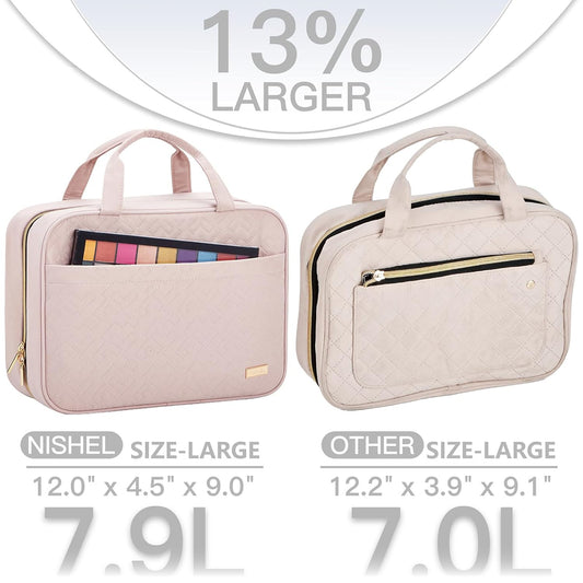 Black Large Capacity Hanging Toiletry Bag for Women(30.5 x 22.5 x 12 cm) - Checked Pattern Waterproof V888-ELOSUNG39466