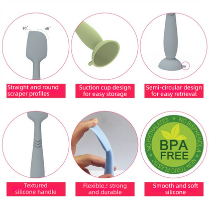 4-Pack Grey Small Silicone Ointment Applicator Spatulas(10 CM x 3.3 CM) - Cream Spreader with Suction Base, V888-ELOSUNG39470