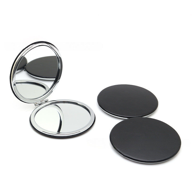 4-Pack Black Jumbo Round Portable Makeup Mirror(8x8CM) - Pocket Cosmetic Mirror for Touch-Ups, PU Leather V888-ELOSUNG39475