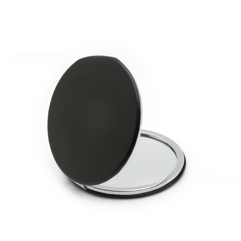 4-Pack Black Jumbo Round Portable Makeup Mirror(8x8CM) - Pocket Cosmetic Mirror for Touch-Ups, PU Leather V888-ELOSUNG39475
