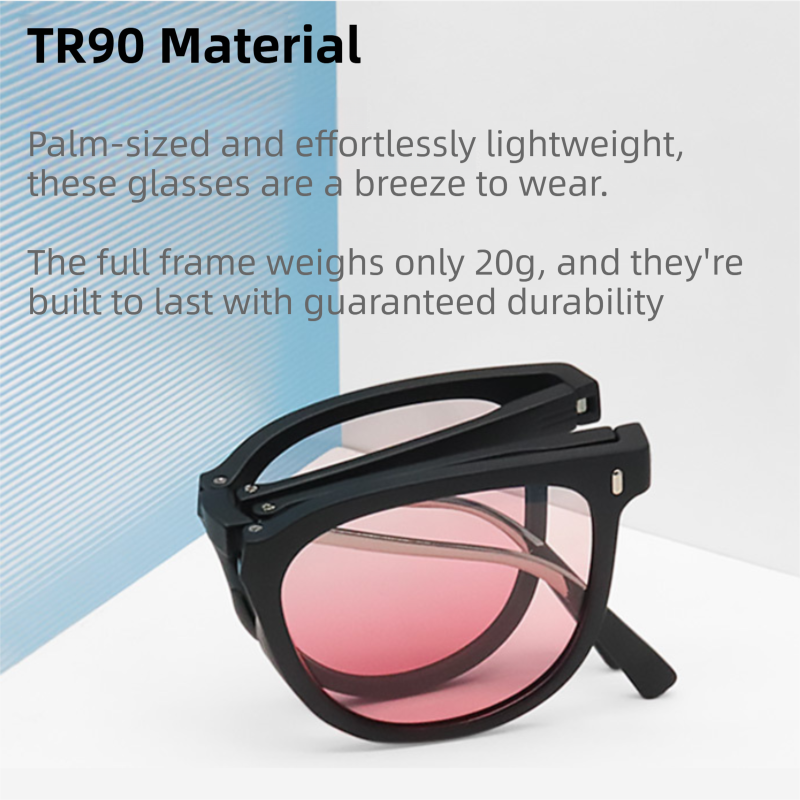 Ultra-Light Foldable TR Sunglasses for Women with Storage Bag - 15 degrees Adjustable Temples & Premium V888-ELOSUNG39484