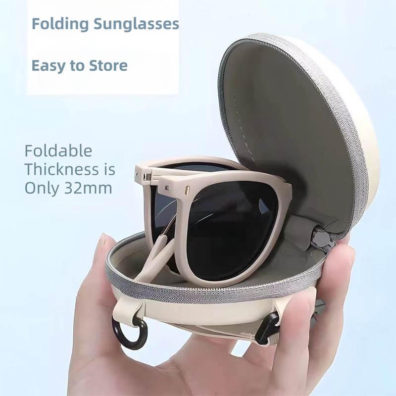 Ultra-Light Foldable TR Sunglasses for Women with Storage Bag - 15 degrees Adjustable Temples & Premium V888-ELOSUNG39484