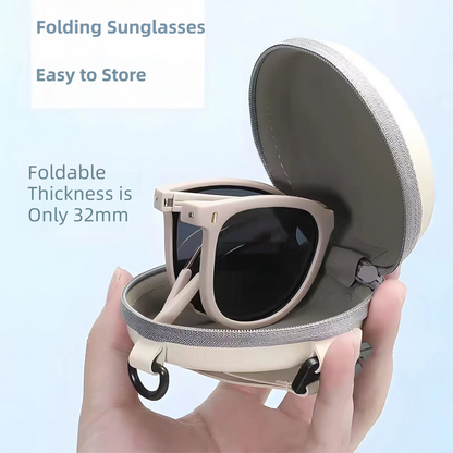Ultra-Light Foldable TR Sunglasses for Women with Storage Bag - 15 degrees Adjustable Temples & Premium V888-ELOSUNG39484