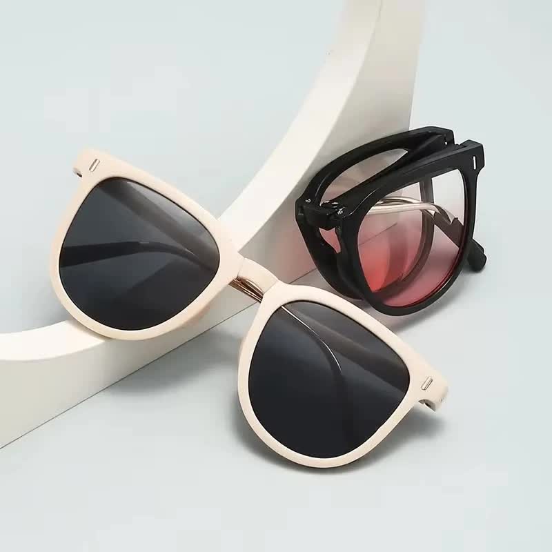 Ultra-Light Foldable TR Sunglasses for Women with Storage Bag - 15 degrees Adjustable Temples & Premium V888-ELOSUNG39484
