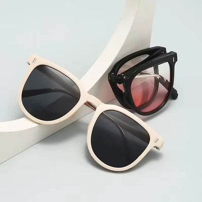 Ultra-Light Foldable TR Sunglasses for Women with Storage Bag - 15 degrees Adjustable Temples & Premium V888-ELOSUNG39484