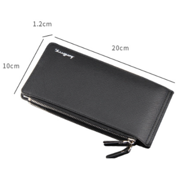 Black Men's Slim Long Bi-Fold Wallet - Multi-Card Holder & Credit Card Organizer with Coin Pocket, Simple PU V888-ELOSUNG39485