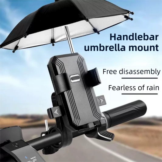 2-Pack Shock-Absorbing and Non-Slip Handlebar Phone Holder with Detachable Mini Umbrella - Waterproof & V888-ELOSUNG39487