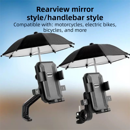 2-Pack Shock-Absorbing and Non-Slip Handlebar Phone Holder with Detachable Mini Umbrella - Waterproof & V888-ELOSUNG39487