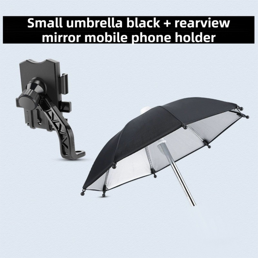 2-Pack Shock-Absorbing and Non-Slip Rearview Mirror Phone Holder with Detachable Mini Umbrella - , Waterproof V888-ELOSUNG39488