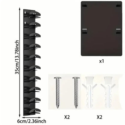 2-Pack 10-Tier Black Wall-Mounted Hat Rack with Installation Accessories - Space-Saving Plastic Baseball Cap V888-ELOSUNG39499