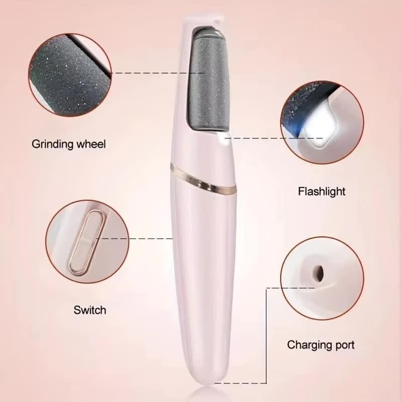 Pink Wireless Electric Foot Grinder With Two Heads - Automatic Pedicure Tool for Removing Callus and Dead V888-ELOSUNG39584