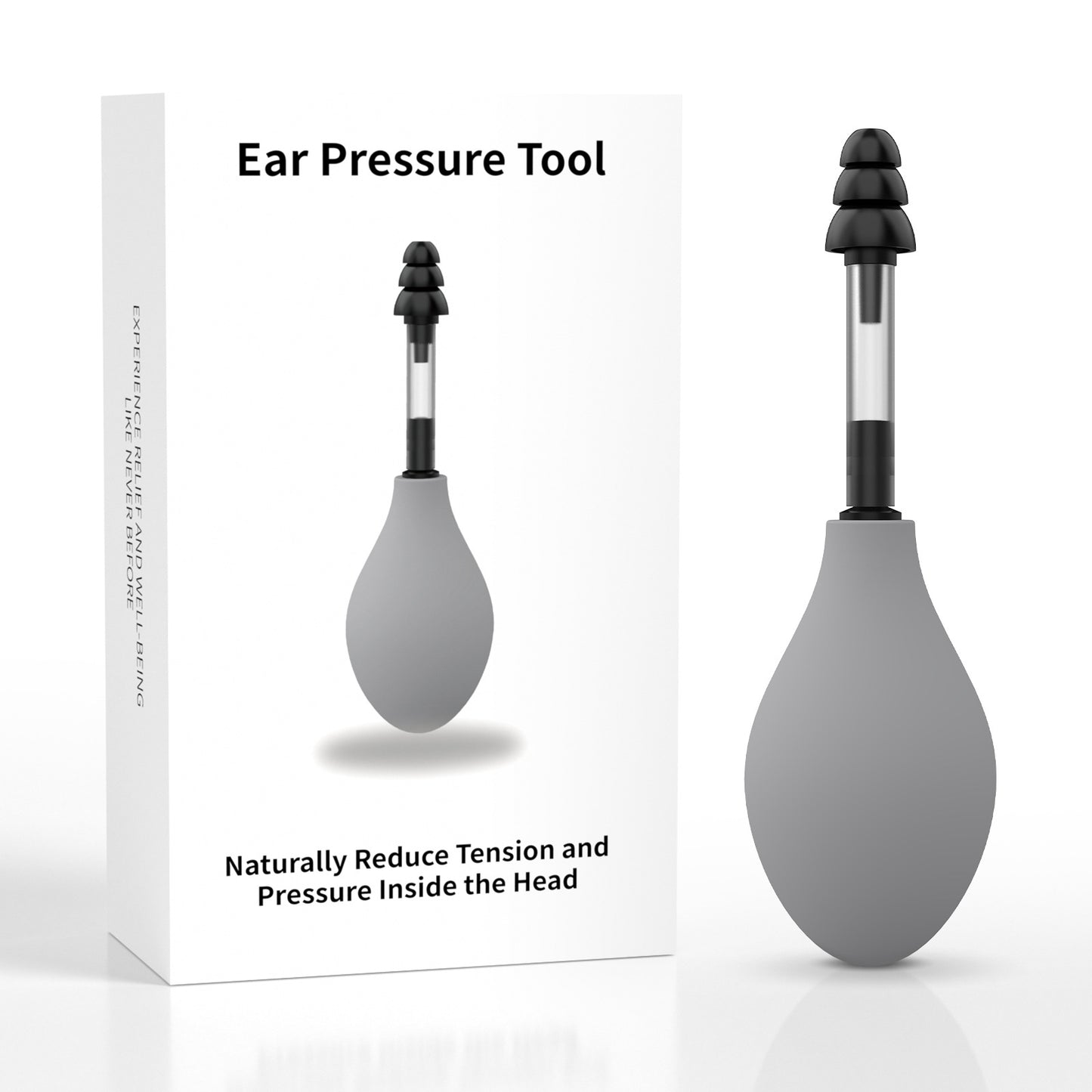 Grey Portable Manual Ear Massager - Natural Relief and Decompression Tool, Inner Ear Pressure Stimulator V888-ELOSUNG39597