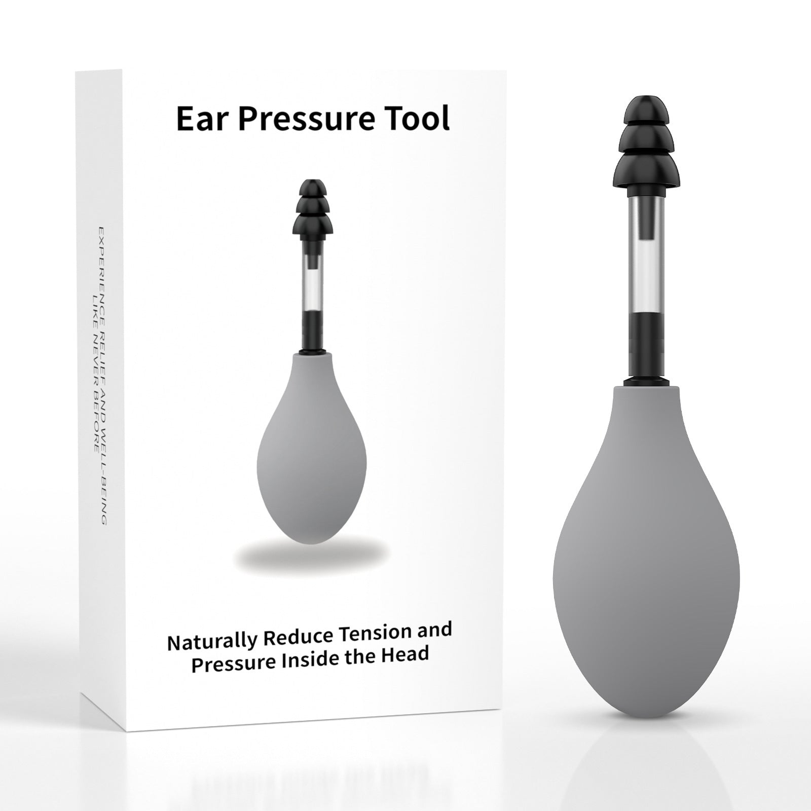 Grey Portable Manual Ear Massager - Natural Relief and Decompression Tool, Inner Ear Pressure Stimulator V888-ELOSUNG39597