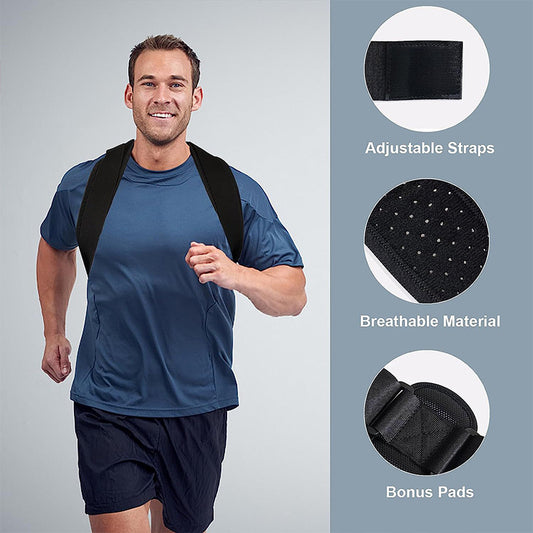 Universal Adjustable Posture Corrector Brace (Fits 30''-43'' Chest) - Back Support Strap for Men and Women V888-ELOSUNG39599