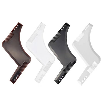 4-Pack Dual-Sided Beard Shaping Tool - Template Comb Set for Cheek, Neckline, and Jawline Grooming V888-ELOSUNG39614